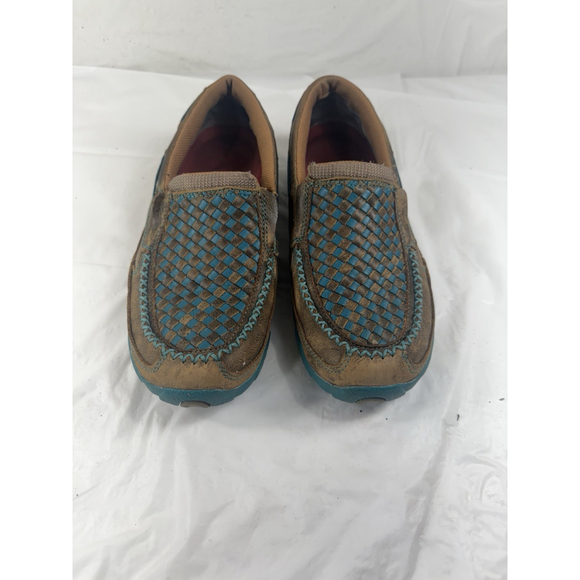 Twisted X Womens Size US 9.5 M Bomber Turquoise Checker Driving Mocs WDMS006 - Picture 2 of 16